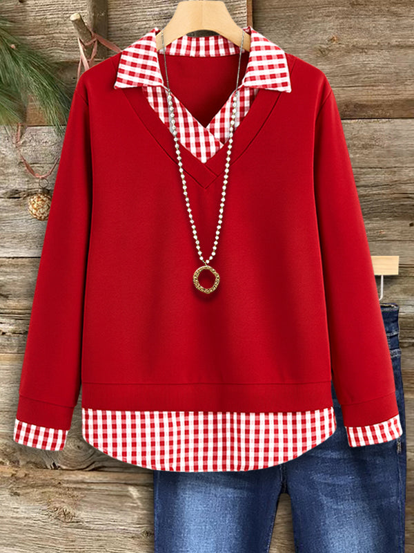 Cherry Check Layered Top
