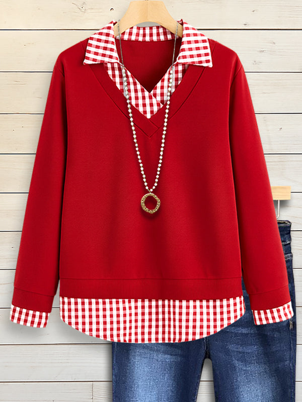 Cherry Check Layered Top