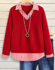 Cherry Check Layered Top