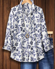 Indigo Grace Floral Button Blouse