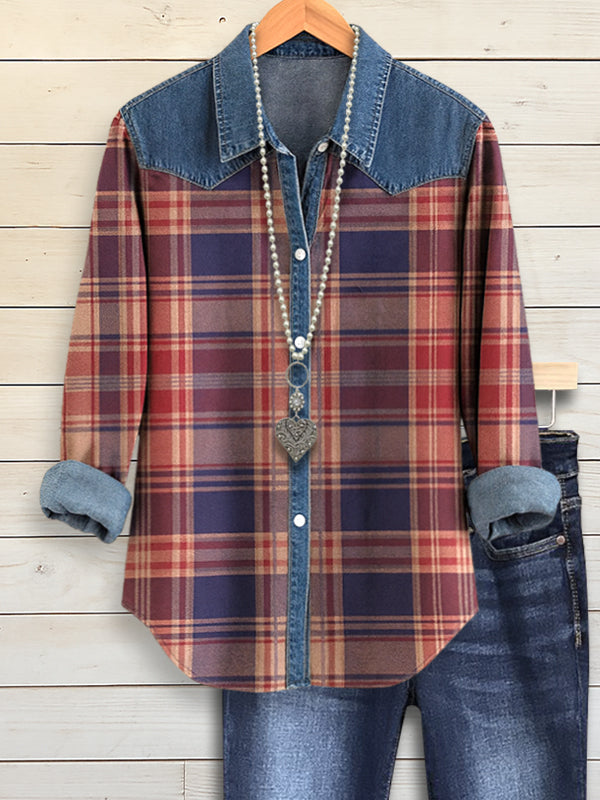 Denim Charm Plaid Casual Shirt