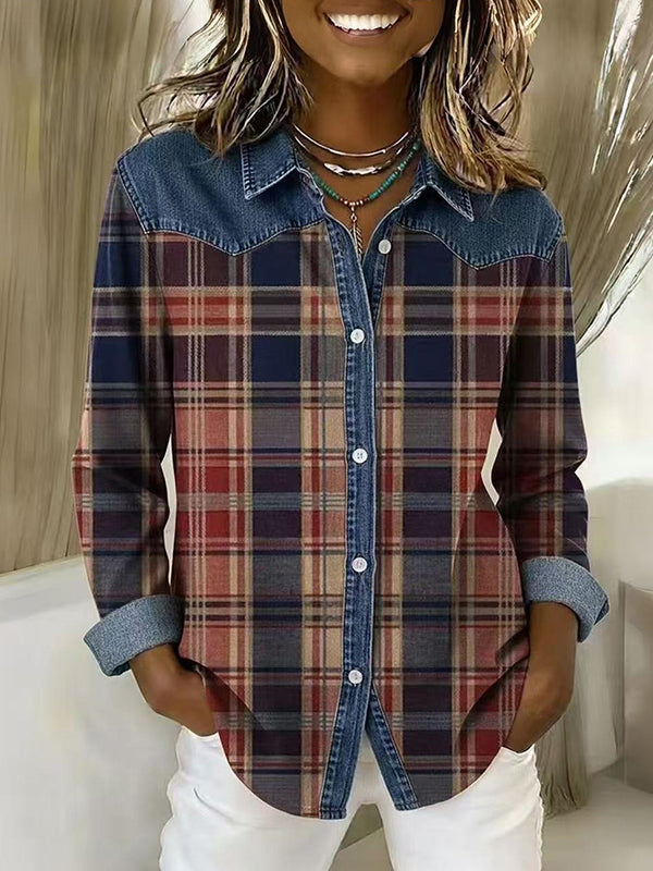 Denim Charm Plaid Casual Shirt