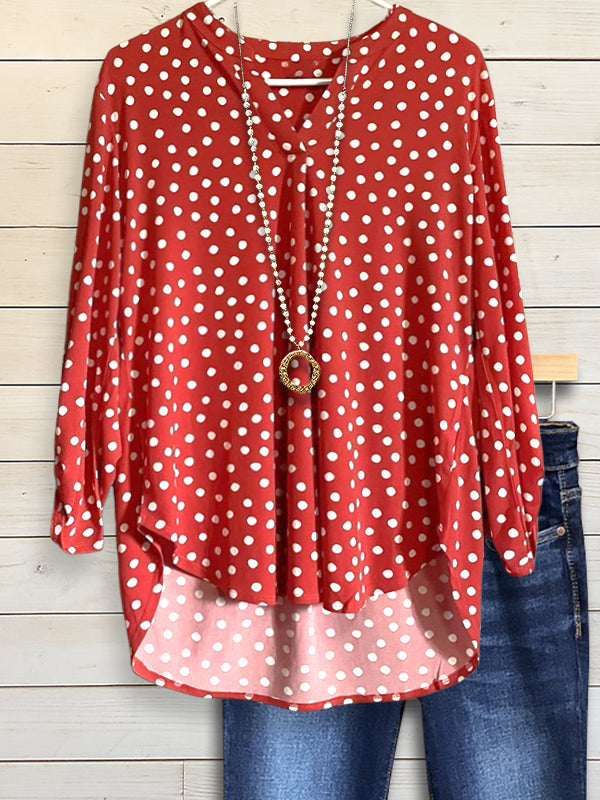 Scarlet Dot V-Neck Blouse