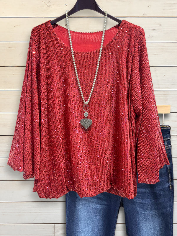 Ruby Glow Sequin Top