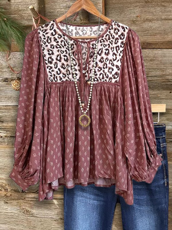 Boho Leopard Mix Blouse