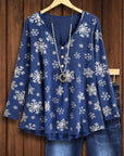 Snowflake Print Casual Top