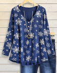 Snowflake Print Casual Top
