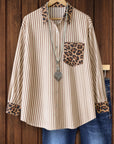 Savannah Striped Button-Up with Leopard Touch