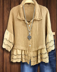Boho Ruffle Hem Button Blouse
