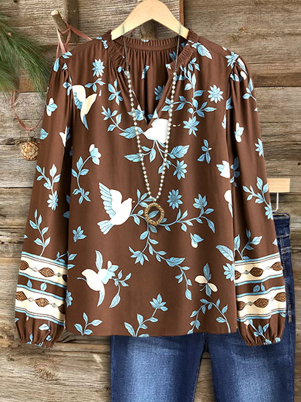 Dove Song Floral Print Blouse