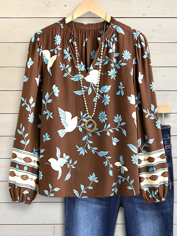 Dove Song Floral Print Blouse