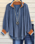 Navy Breeze Striped Puff Sleeve Top