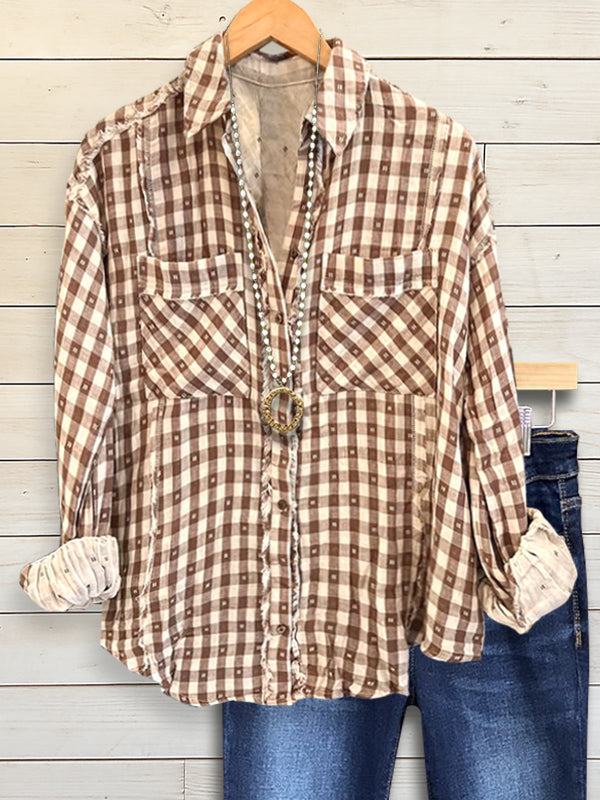 Mocha Gingham Relaxed Shirt