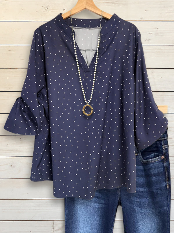 Navy Polka Dot Blouse