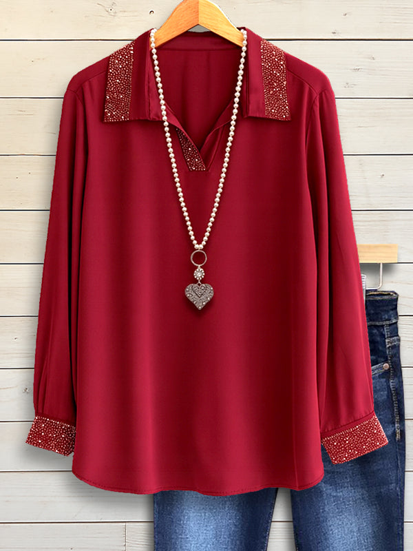 Garnet Sparkle Collar Blouse