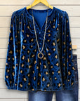 Midnight Leopard Velvet Blouse
