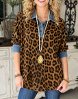 Leopard Print Denim Patchwork Top