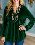 Emerald Velvet Chic Blouse