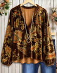 Velvet Floral Vintage Boho Blouse