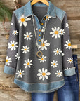 Daisy Denim Trim Casual Top