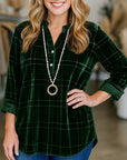 Emerald Velvet Plaid Blouse