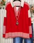 Festive Stripe Contrast Pullover