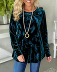 Elegant Leaf Velvet Blouse