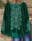 Ethnic printed Velvet Blouse