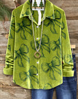 Evergreen Velvet Bow Blouse