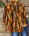 Bold Leopard Stripe Button-Down Shirt
