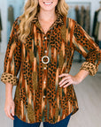 Bold Leopard Stripe Button-Down Shirt