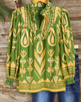 Boho Geo Puff Sleeve Blouse