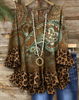 Boho Mix Ruffled Hem Tunic Top
