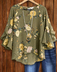 Olive Garden Ruffled Sleeve Blouse