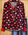 Sweetheart Print Button Blouse