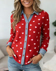 Red Heart Button Blouse