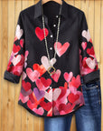 Midnight Watercolor Hearts Blouse