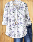 Lavender Script Floral Blouse
