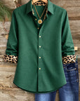 Emerald Leopard-Cuff Classic Shirt