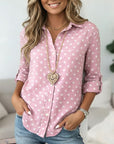 Blush Polka Dot Casual Blouse