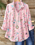 Pink Garden Button-Down Floral Blouse