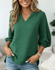 Emerald Breeze V-Neck Blouse