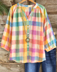 Sunset Plaid Relaxed Blouse