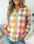 Sunset Plaid Relaxed Blouse