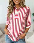 Sunset Stripe V-Neck Tunic Blouse