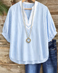 Breezy Stripe V-Neck Top