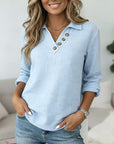 Sky Harbor Button Accent Blouse