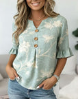 Sage Garden Ruffle Sleeve Blouse