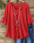Scarlet Charm Ruffle Blouse