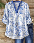 Blue Porcelain Floral Blouse